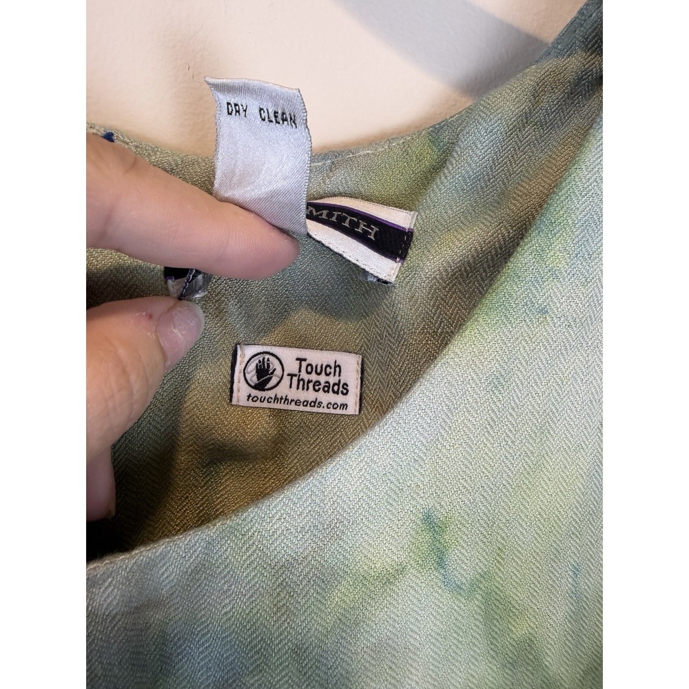 Vintage Green Boho Tie Dye Watercolor Dress FairyGrunge Size 18 Amanda Smith - Picture 9 of 10